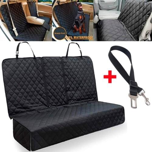 Dog Car Seat Cover Mat Universal Rear Seat Cushion With 2 Zippers Dog Seat Belt For Pets Travel Protector