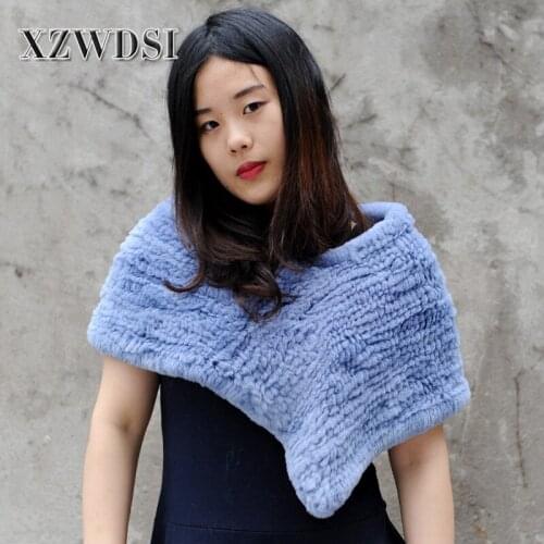 CX-S-106F New Products Wholesale Warm Genuine Rex Rabbit Cheap Girls Pashmina Rex Rabbit fur Scarf Girls Knitted Shawl