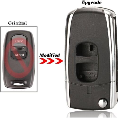 Jingyuqin Modified 2 Buttons Car Key Shell Cover For Mazda 2 3 6 323 626 Folding Flid Key Case