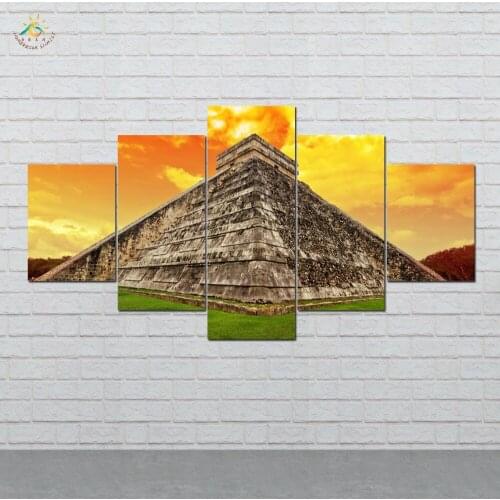 Egyptian Pyramids Golden Picture And Poster Canvas Painting Modern Wall Art Print Pop Art Wall Pictures For Living Room 5 PIECES