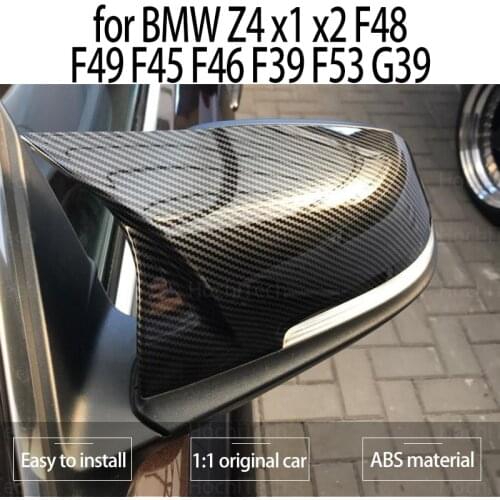 2pcs Black Side Wing Modified for BMW 2 Series Z4 X1 X2 F48 F49 F45 F46 F39 F53 G39 Mirror Cover Caps Carbon Fiber Pattern