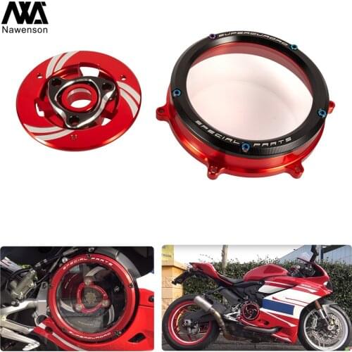 CNC Aluminum Clear Motorcycle Clutch Cover Set for Superbike 959/1199/1299 Panigale 2012-2018 for 955 Panigale V2 2020