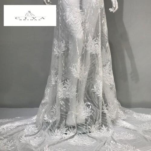 Bridal Lace Fabric 130cm Width Dress Lace Fabric Bridal Lace Fabric Sequins Lace Fabric Sell By 2 Yard