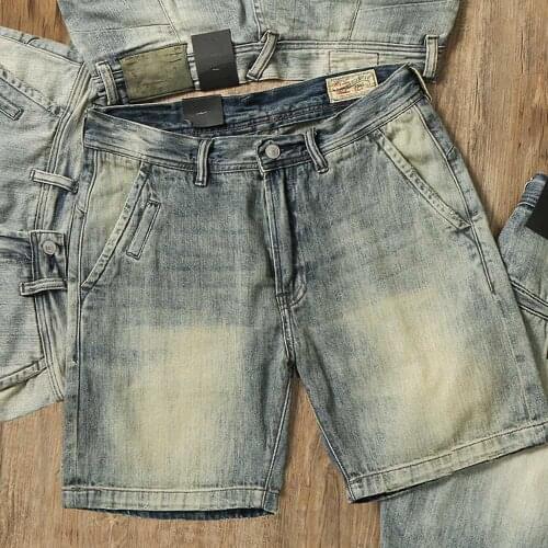 Summer American Casual Streetwear White Old Jeans Shorts Mens Denim Shorts Straight Trend Cowboy Short Pants Clothing