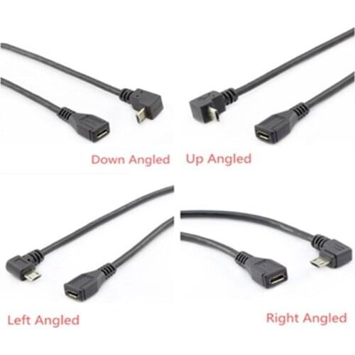 Micro USB 2.0 5Pin Male to Female to Extension connector Adapter Long plug Connector 90 Degree Right & Left & Up & Down Angled