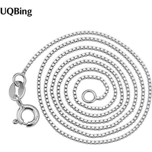 Fashion 925 Sterling Silver Box Chain Necklaces Jewelry Wholesale Women Chain Necklace Silver Jewelry