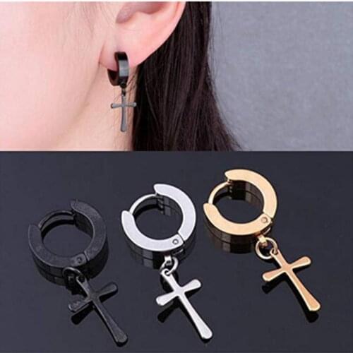 Stud Earring Men Cross Earrings Fashion Tassels Crosses Ear Piercing Jewelry Earrings Gothic Titanium Steel Punk 1 Pair Women