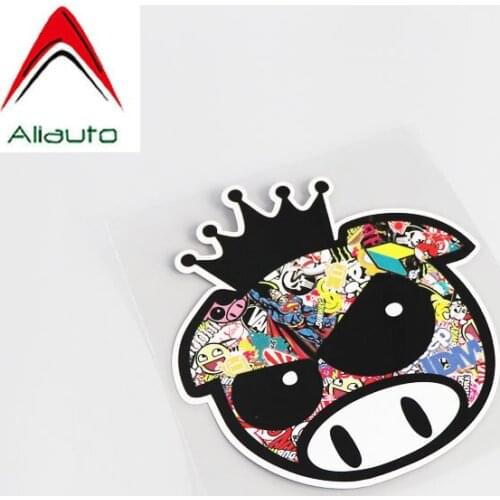 Aliauto Fashion Car Sticker Cool Pig Auto Styling Decor PVC Decal Cover Scratches for JDM Motorcycle Toyota Avensis,13cm*12cm