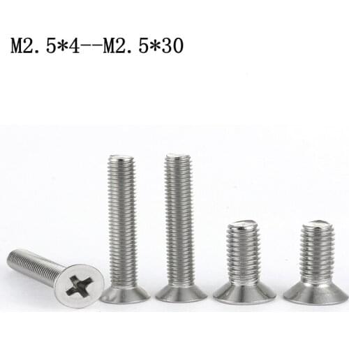Stainless steel cross countersunk head screw flat head screw M2.5 bolt M2.5*4--M2.5*30