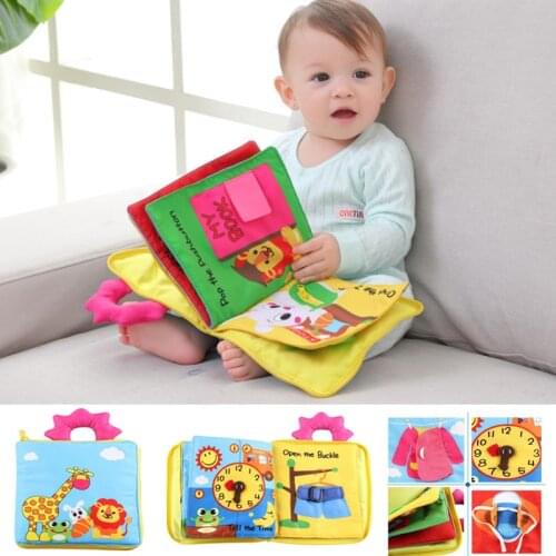 Educational Baby Rattles Mobiles Toys Infant Kids Early Development Cloth Books Cartoon Animal Learning Unfolding Animal Book