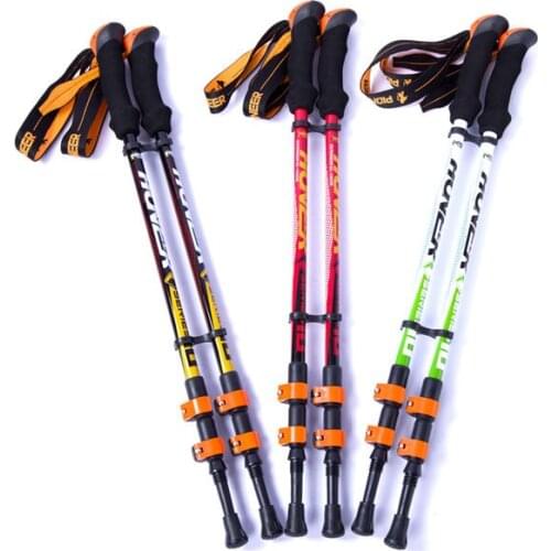2pcs Ultralight 194G Adjustable Camping Hiking Walking Trekking Stick Alpenstock Carbon Fiber Climbing Skiing Trekking Pole