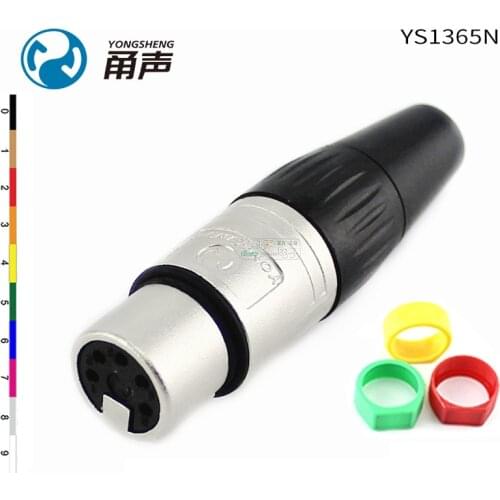 1Pcs Yongsheng YS1365N five-pin XLR female plug fever audio lighting DMX signal plug HIFI accessories with color ring