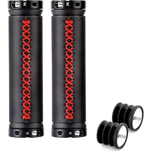 Bike Handlebar Grips Premium PU Leather Handlebar Grip Road Bike MTB Handlebar Cover Aluminum Lock Anti-slip Grip Cover