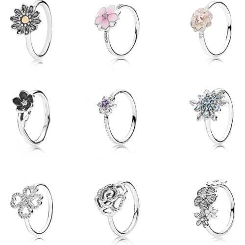 High Quality Silver 925 Rotating Clover, Snowflake, Lotus, Flower Blossom, Purple Forget-me-not, Wheat Ears, Pink Peach Blossom