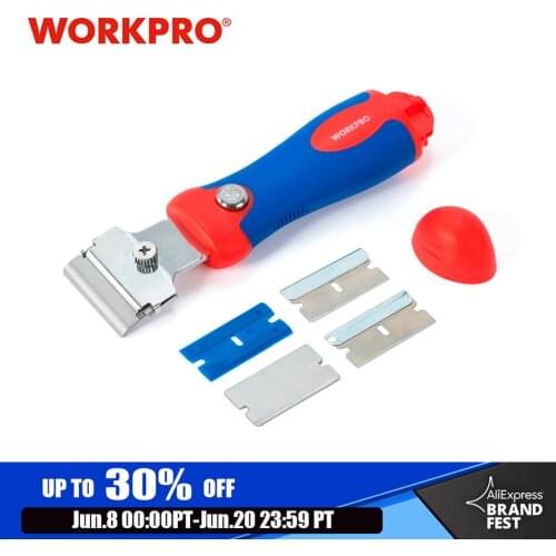 WORKPRO Window Scraper Safety Retractable Scraper With 4 Position Grip Handle window glass Scraping Cutter Drawing Knife
