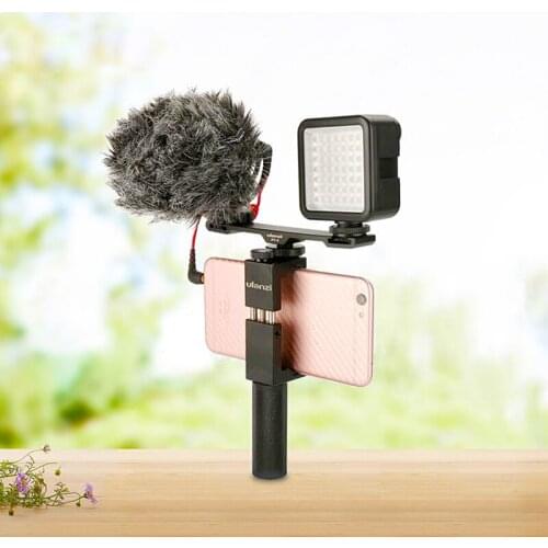 Smartphone Video Gear w BY-MM1 Microphone Video Light Phone Mount Handle Rig Cold Shoe Bracket for iPhone Samsung Canon