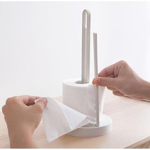 Roll Paper Storage Rack with Clip Rod, Free Standing Round Shape Top Handle Holder