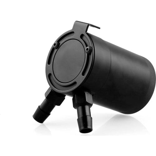 Universal Racing Baffled 2-Port Oil Catch Can Tank Reservoir Black Air-Oil Aluminum Alloy Separator