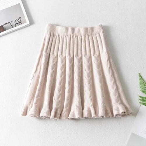 Spring Women Sweater Skirt Student Pleated Skirts Women Cute Sweet Girls Female Knit Harajuku Skirt