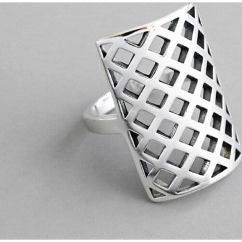 Vintage 925 Sterling Silver Jewelry Geometric Rings for Women Adjustable Size Birthday Party Accessories Anillos JZ569