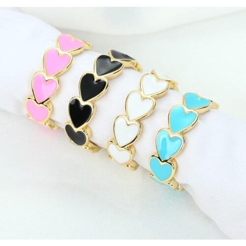 Gold Heart Ring For Women Copper Enamel Adjustable Rings Women Stone Crystal Rings Dropshipping Anillo de circón Anel de zircão