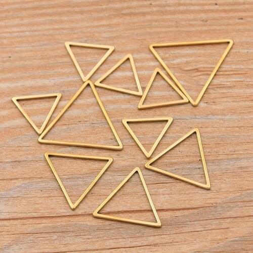 10pcs 3 Size Triangle Charm Gold Stainless Steel Pendant Open Bezels Hollow Pressed Resin Frame Mold DIY Jewelry Making