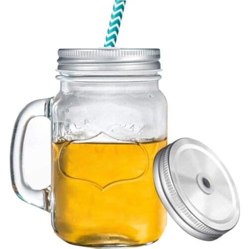 10pcs Mason Jar Lids Reusable Leak-Proof Seal Canning Jars Lid with Straw Hole for Mason Jars Drinking Jars 70mm