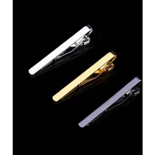 100pcs/lot Slim 5.3x0.5cm Tie Clips Copper Plating Bright Plain Tie Pins Tie Bar Simple Business Fashion Mens Jewelry