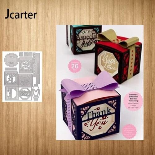 2021 Gift Box Heart Letters Ribbon Metal Cutting Dies Craft for Scrapbooking Handmade Mould Blade Punch Stencils Dies Cut Model