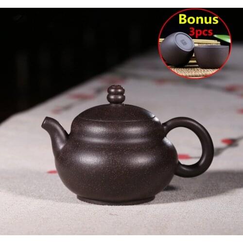 240ml Handmade Tea Pot Chinese Kung Fu Zisha Kettle Purple Clay Teapot Bonus 3 Tea Cups Set YiXing Tea Sets Drinkware Gift Box
