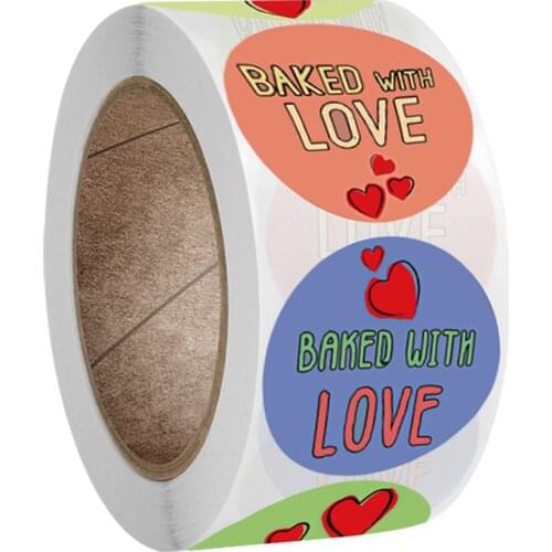 50-500Pcs Natural Kraft Paper Stickers Handmade With Love Stickers For Package Adhesive Thank You Sticker Seal Labels Stationery