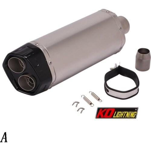 51mm Motorcycle Exhaust Dual Vent Pipe Without Muffler Stainless Steel 420mm Exhaust System Modified For ATV Street Bike