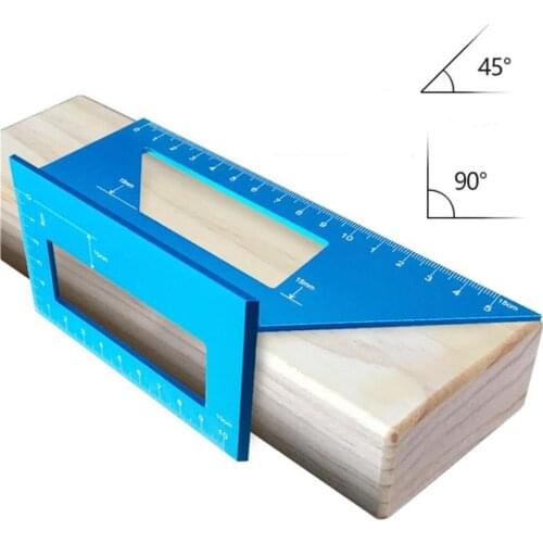 Aluminum Alloy Woodworking Engraving T Ruler Multifunctional 45/90 Degree Angle Square Protractor Angle Ruler Measurement Tools