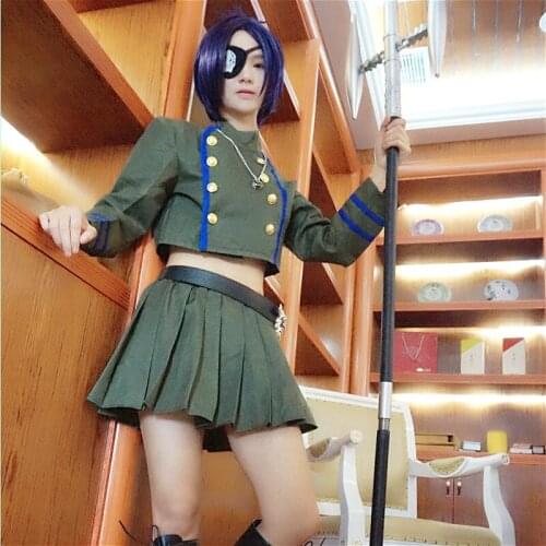 Anime Hitman Reborn Cosplay Costume Kuromu Dokuro Cosplay Costumes Halloween Clothes For Women Army Uniform Top+skirt+belt