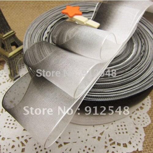 Free shipping,black and white Chiffon Ribbon Sheer Ribbon With Satin 1-1/2"(38mm) Organza Ribbon 10yards/lot,hsxs003