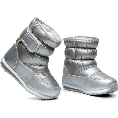 ULKNN Childrens Snow Boots For Girls Winter Hiking Shoes Warm Kids Boys Shoes for Girl Size 23-36 Snow Boots Platform Ankle PU