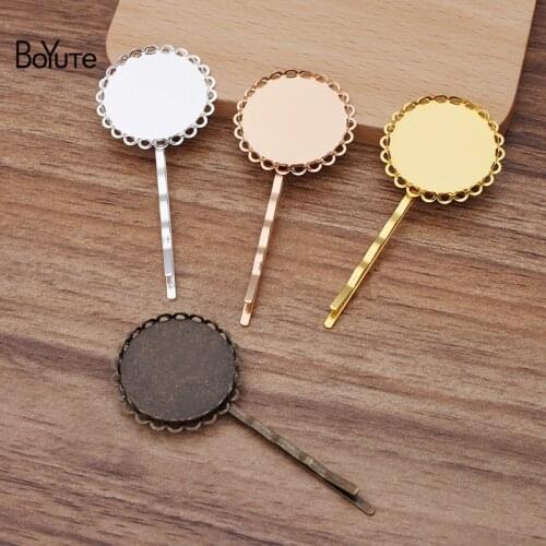 BoYuTe (20 Pieces/Lot) Fit 25MM Cabochon Blank Hair Clip Base Vintage Zakka Diy Handmade Hair Accessories Wholesale