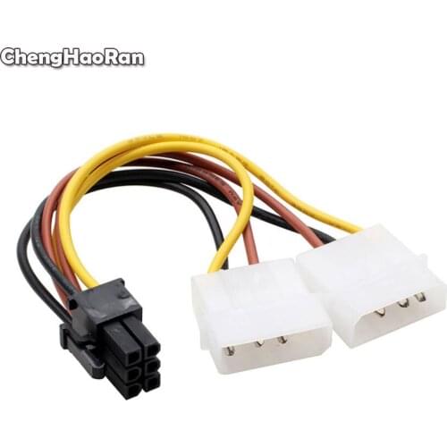 ChengHaoRan IDE Molex Power Dual 4Pin To 6-Pin PCI Express PCIe Video Card Adapter Cable 18CM Dropshipping