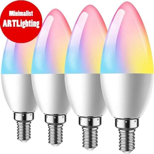 E12 Smart Light Bulbs Candelabra LED Light Bulbs Works with Alexa and Google Home RGBCW Multicolor APP Voice Control