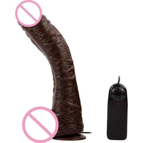 Erotic Powerful Vibrating Big Dildo Realistic Soft Silicone Dildo Vibrator Strap on Penis Large Dick Adult Sex Toys for Woman