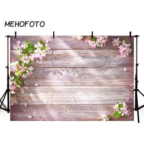 MEHOFOTO Wood Floor Board Photo Background Flower Wooden Spring Photography Backdrops Wedding Party Banner Decor Props