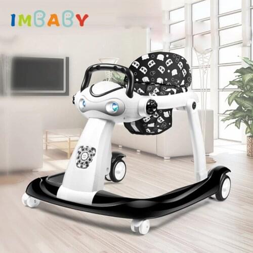 IMBABY Safe PP Material Baby Walker Rollover Prevention Infant Walker Foldable Kids Cartoon Walker With Cushion And Soft Music