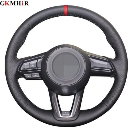 Artificial Leather Car Steering Wheel Cover Red Marker For Mazda 3 Axela 2017-2019 For Mazda 6 Atenza 2017-2019 CX-3 CX-9 CX-5