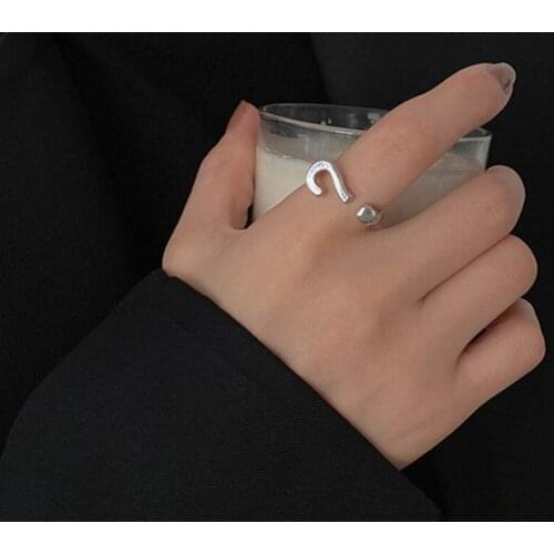 Creative Unusual Adjustable Question Mark Ring Silver Color Stainless Steel Interrogation Point Unique Fashion Women Jewelry