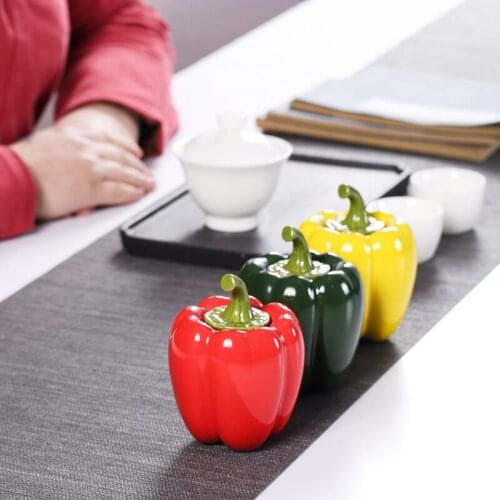 Creative Handmade Mini Pepper Dampproof Seal Pot Dried Fruit Storage Tea Canister Ceramic Home Decoration Porcelain Tea Tool