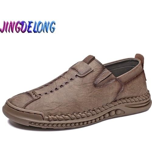 Hot Sale Mens Casual Shoes Genuine Leather Mens Moccasins Loafers Outdoor Soft Mens Sneakers Breathable Platform Plus Size