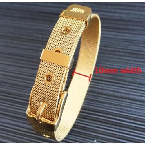 Fashion Gold Color jewelry Women/Mens Stainless Steel Bracelet Bangle Cuff Belt Mesh Classic Free Shipping