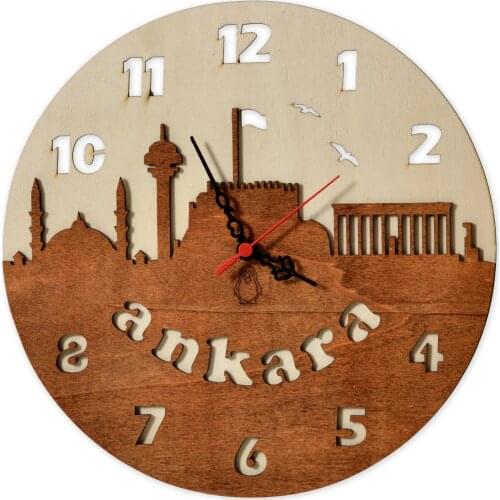 Original Design Wall Clock Gift for Wood Lovers Living Room Kitchen Decoration Kids Room Decoration Mausoleum Ataturk Design