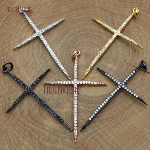 Wholesale Cross Pendant Cubic Zircon Micro Paved Elegant Charm Rose Gold Gunmetal Electroplated Jewelry 45*29 mm PM9181