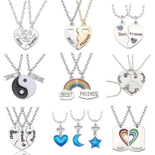 Best Friend Necklace 2-Piece Pendant Necklace Good Friend Forever Necklace Choker Friendship BFF Men And Women Jewelry Gift